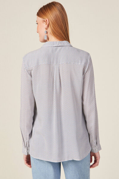 Chemise manches longues bleu femme