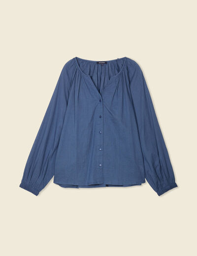 Blouse manches longues bleu foncé femme