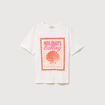 T-shirt droit en coton manches courtes ecru femme