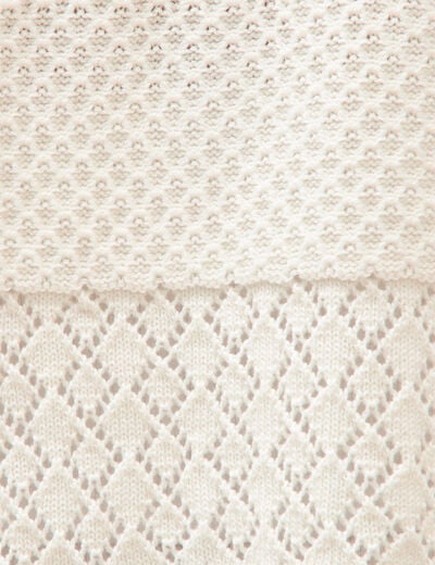 Gilet ajour&eacute; droit court sans manches creme femme