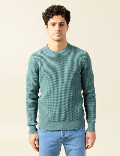 Pull éco-responsable vert foncé homme