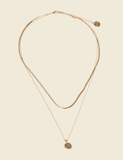 Collier 2 rangs couleur or femme