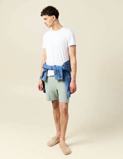 Short droit avec cordon vert olive homme