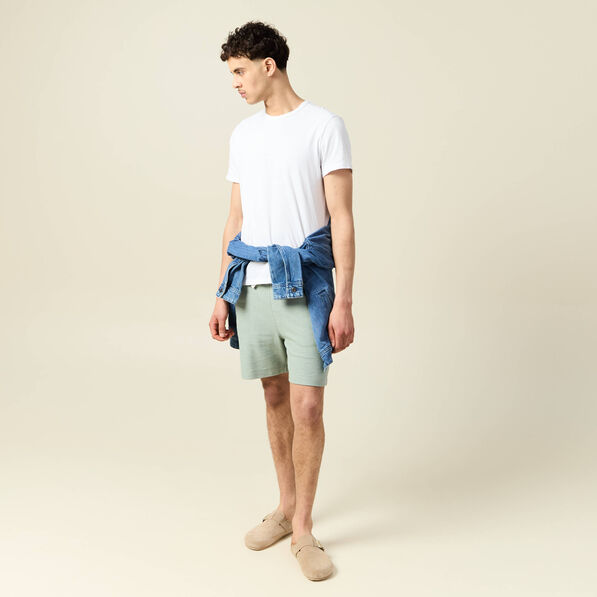 Short droit avec cordon vert olive homme