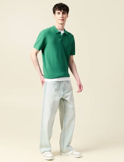 Polo cintré manches courtes vert homme