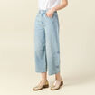Jeans slouchy brodé 7/8ème denim bleach femme