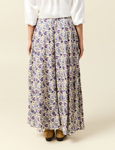 Jupe longue évasée taille standard bleu femme