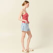 Bustier cropped à bretelles terracotta femme