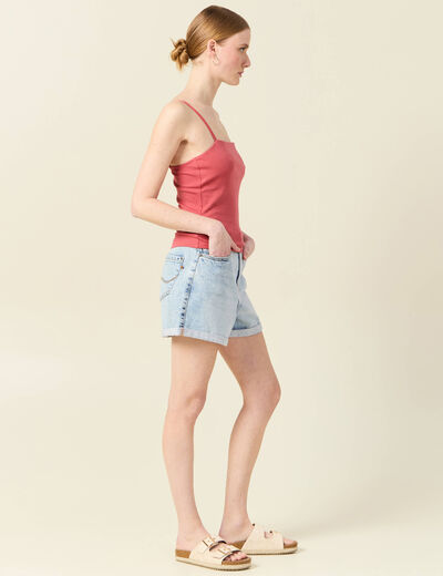 Bustier cropped à bretelles terracotta femme
