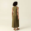 Robe longue droite boutons vert kaki femme