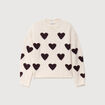 Pull manches longues bouclette col rond prune femme