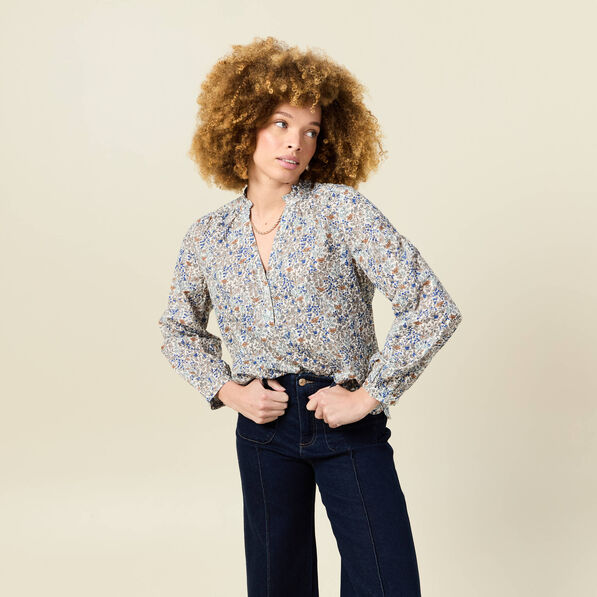 Blouse manches longues bleu clair femme