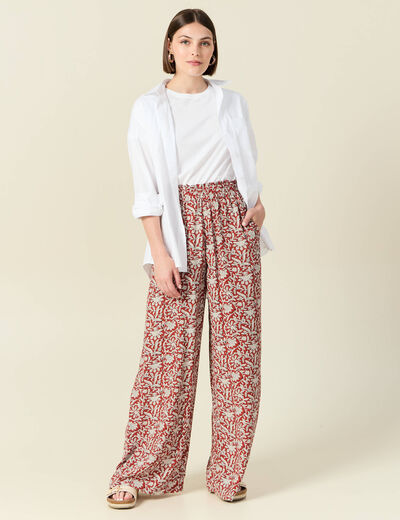 Pantalon large fuide bleu gris femme