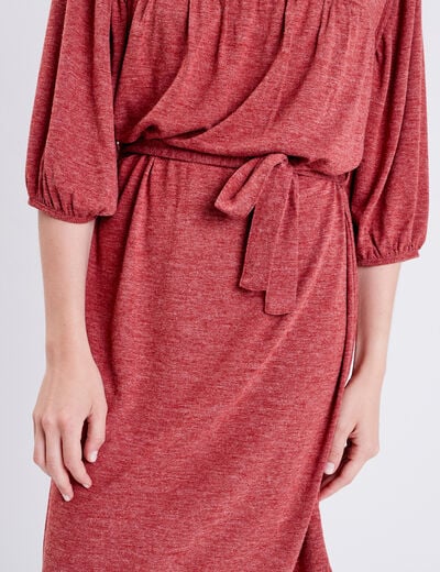 Robe droite ceinturée orange foncé femme