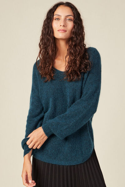 Pull éco-responsable bleu canard femme