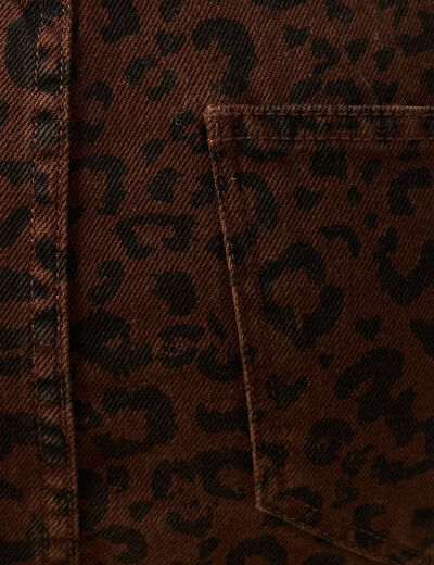 Jupe droite longue en coton marron cognac femme