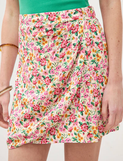 Jupe fluide doubl&eacute;e multicolore femme