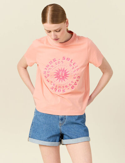 T-shirt éco-responsable rose corail femme