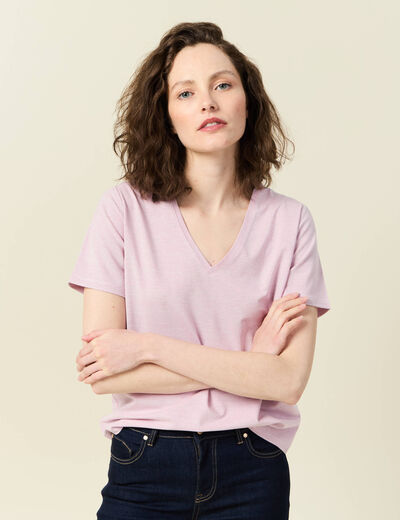 T-shirt manches courtes rose clair femme