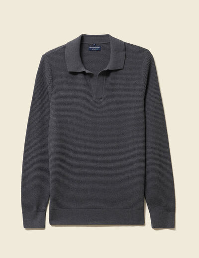 Pull manches longues gris fonc&eacute; homme