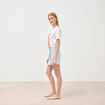 Jupe-short taille haute en jeans denim bleach femme