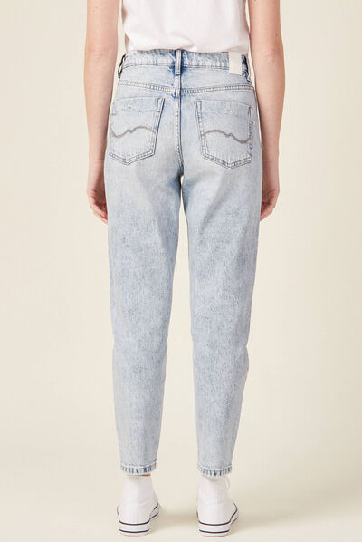 Jeans mom 7/8ème denim snow bleu femme