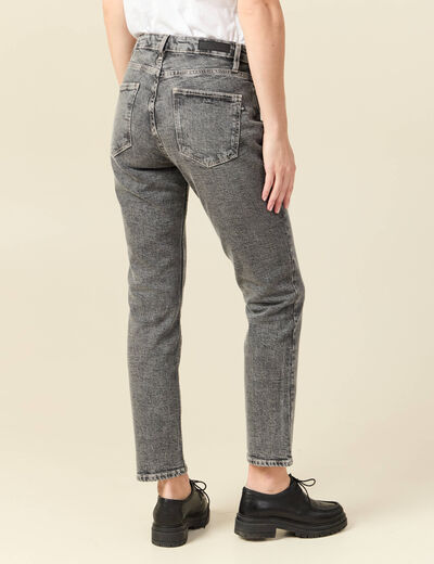 Jeans slim 7/8&egrave;me taille haute denim gris femme