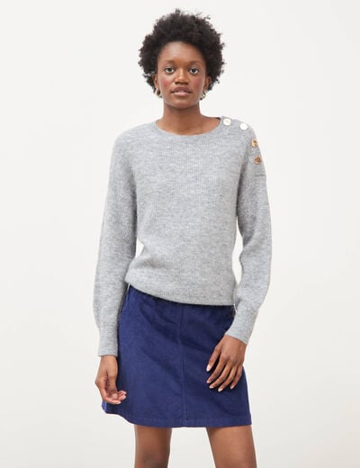 Pull droit col rond manches longues gris femme