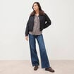 Blouson ample court col classique noir femme