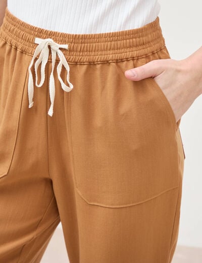 Pantalon taille standard marron femme