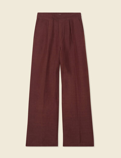Pantalon large fluide bordeaux femme