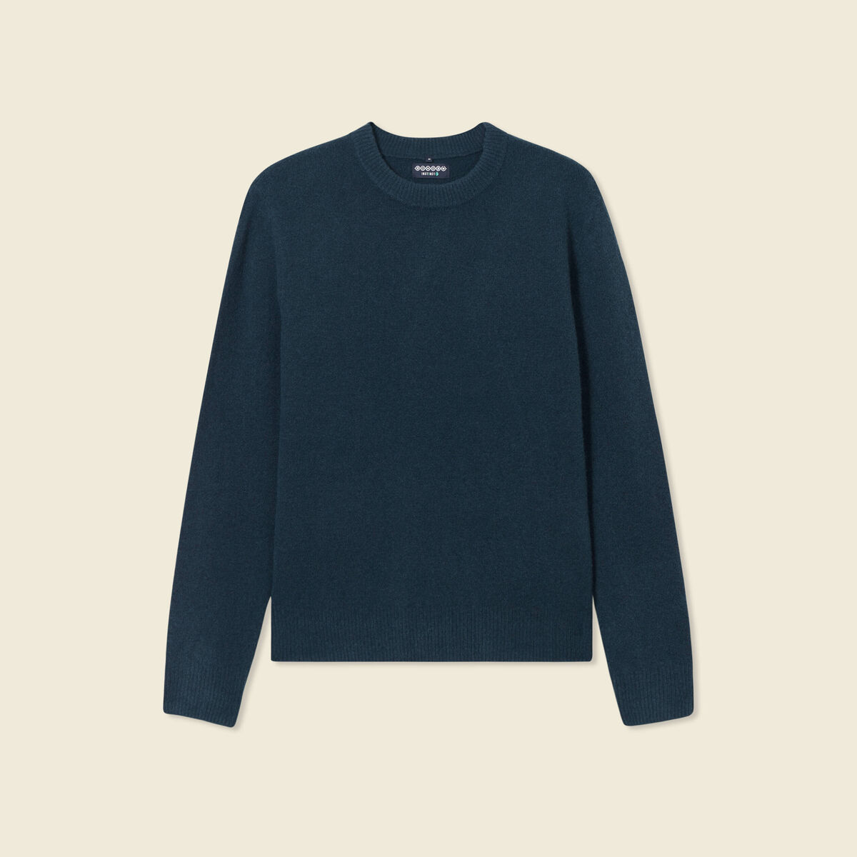 Pull manches longues col rond bleu marine homme