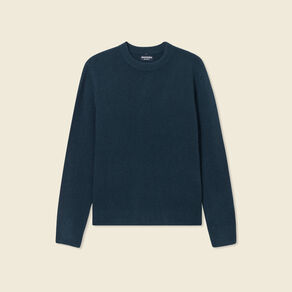 Pull manches longues col rond bleu marine homme