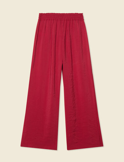 Pantalon large fluide rouge foncé femme
