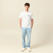 Chino droit longueur 32 en coton denim bleach homme