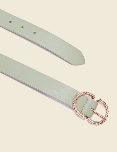 Ceinture double boucle vert olive femme