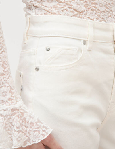 Jeans large taille haute denim blanc femme
