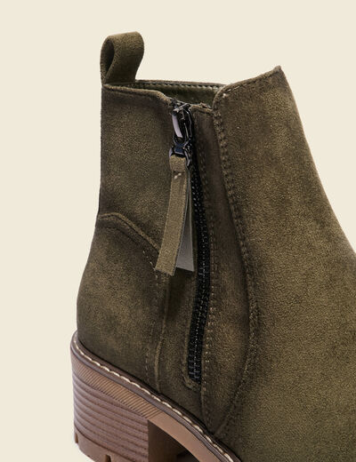 Bottines semelle gomme vert kaki femme