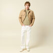 Pull col rond manches longues en coton beige fonce homme