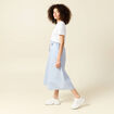 Jupe longue évasée en coton bleu ciel femme