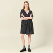 Robe évasée fluide col en V noir femme