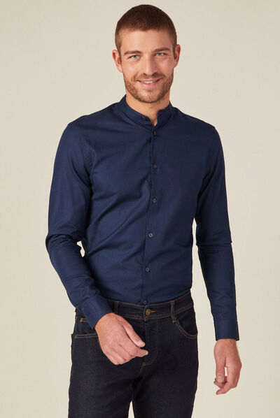 Chemise manches longues bleu marine homme