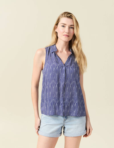 Blouse sans manches bleu marine femme