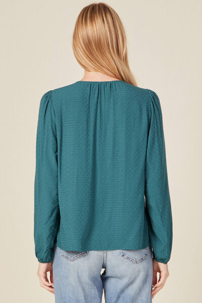 Chemise manches longues vert canard femme