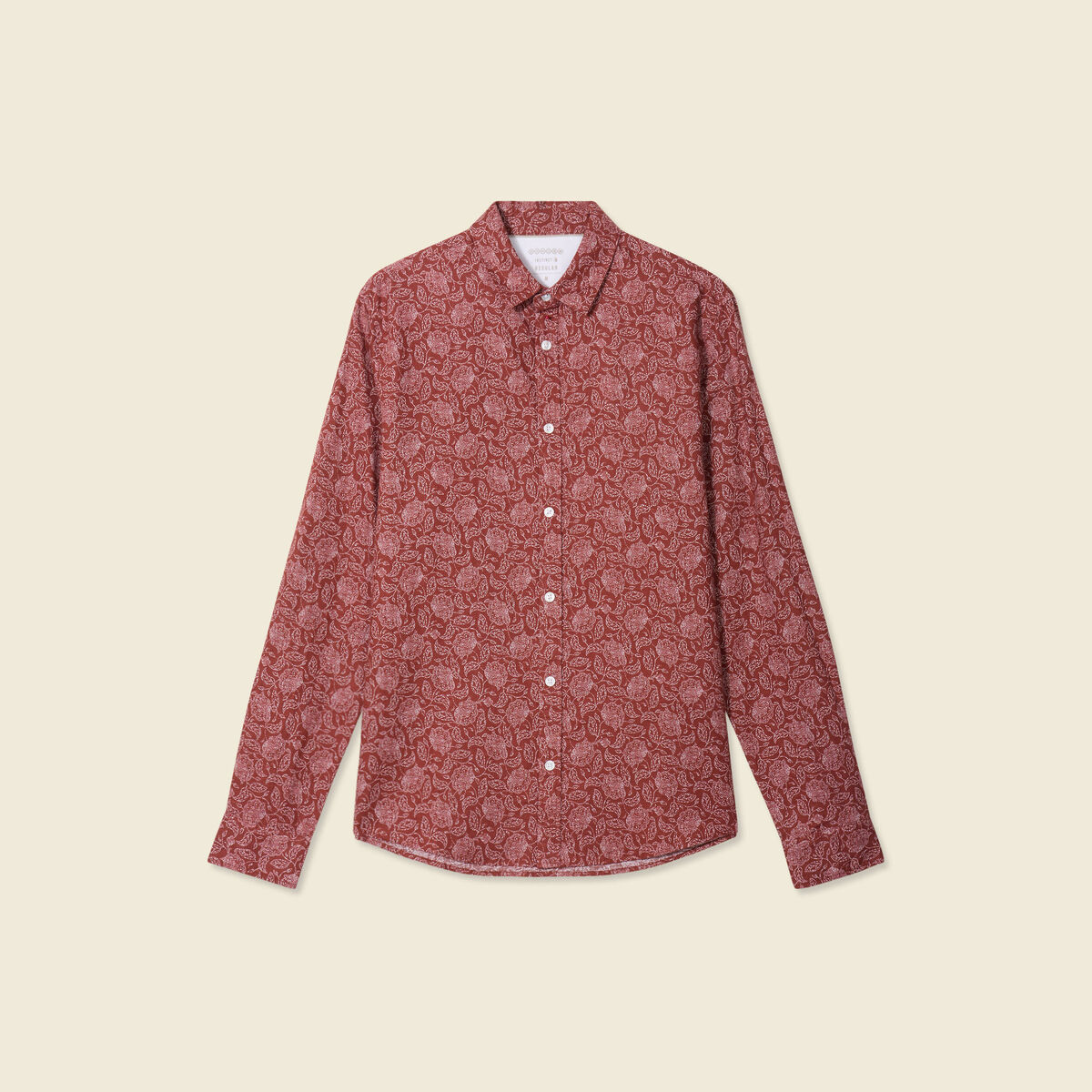 Chemise manches longues marron homme