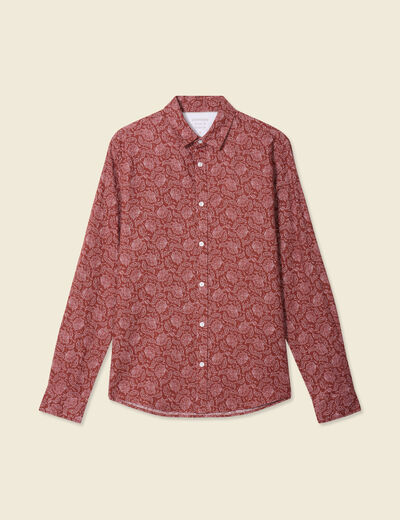 Chemise manches longues marron homme
