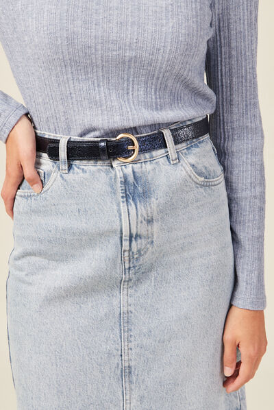 Ceinture irisée bleu marine femme