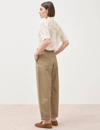 Pantalon loose taille haute vert kaki femme