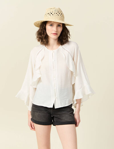 Chemise manches longues ecru femme