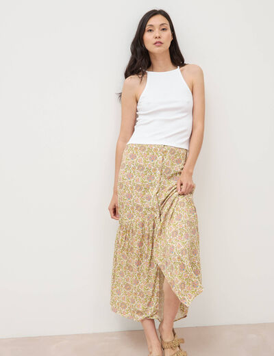 Jupe fluide vert femme